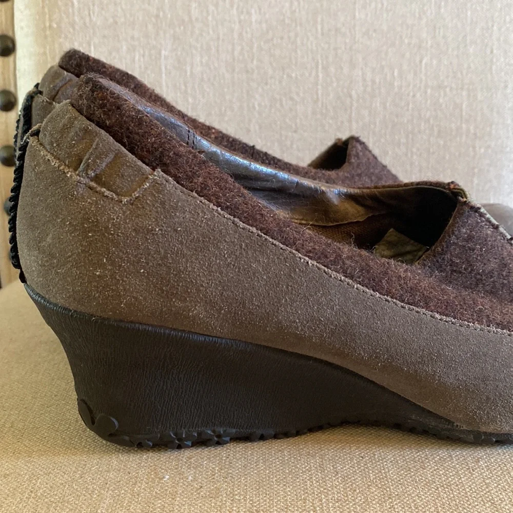 Merrell Tulip Wool Vibram Wedges Suede Grey Taupe Size 10.5
